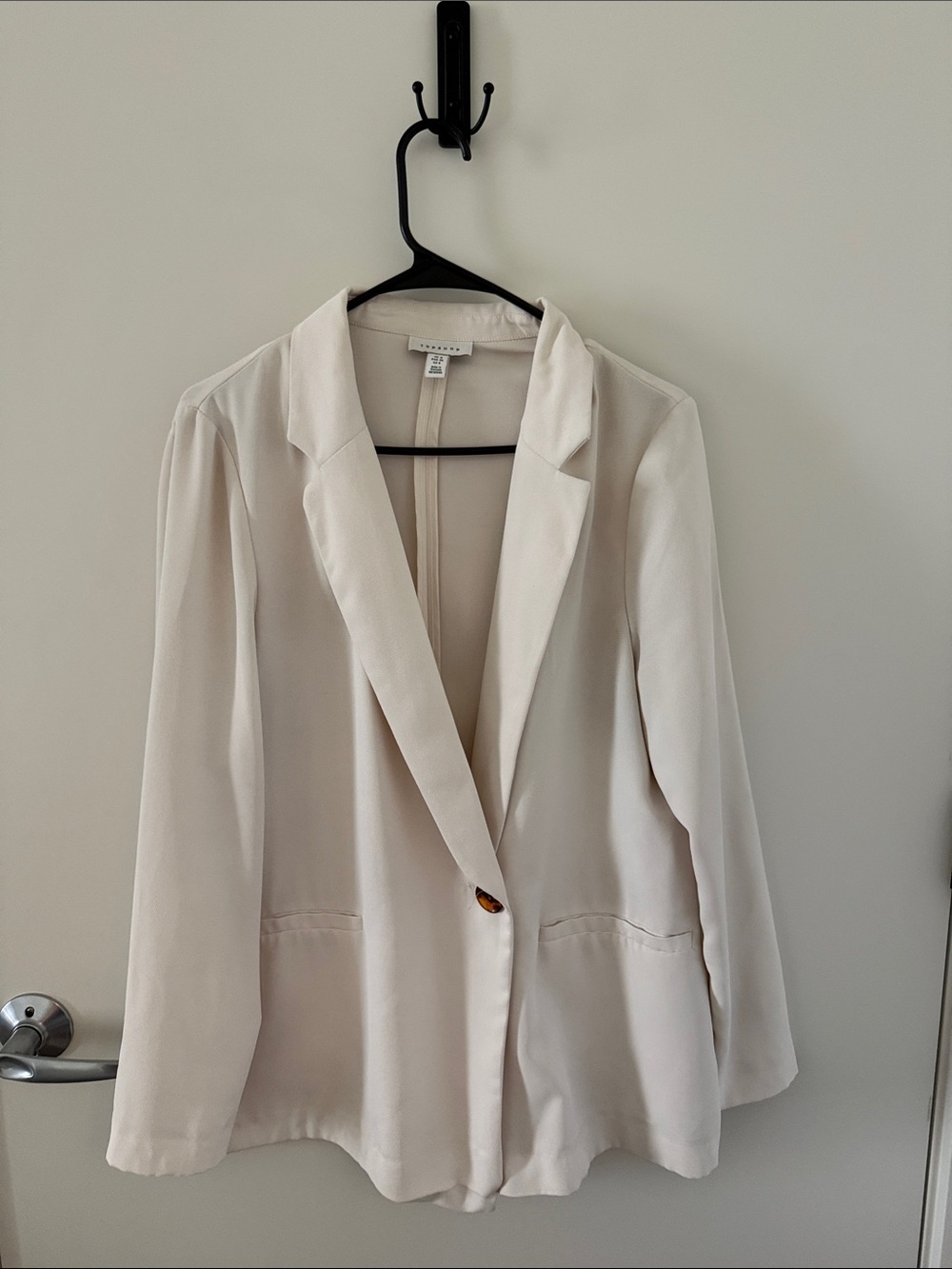 Topshop Light Cream Single-Button Tailored Blazer